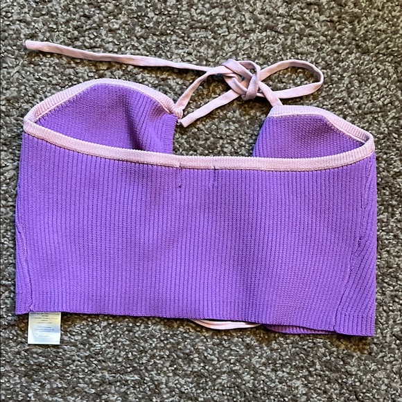 Purple Ribbed Crop Top - Picture 5 of 5